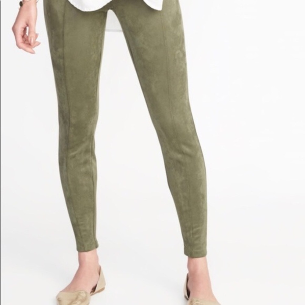 Old Navy Faux Suede Pants, XL, Olive Green